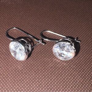 Vintage Sterling Silver CZ  drop Earrings  4 CtW  Brilliant Cut